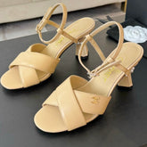High Sandals Lambskin Yellow Cream
